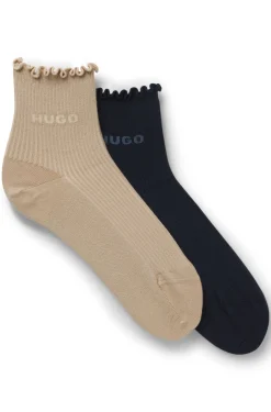 Zweierpack gerippte kurze Socken