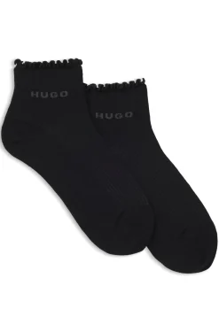 Zweierpack gerippte kurze Socken