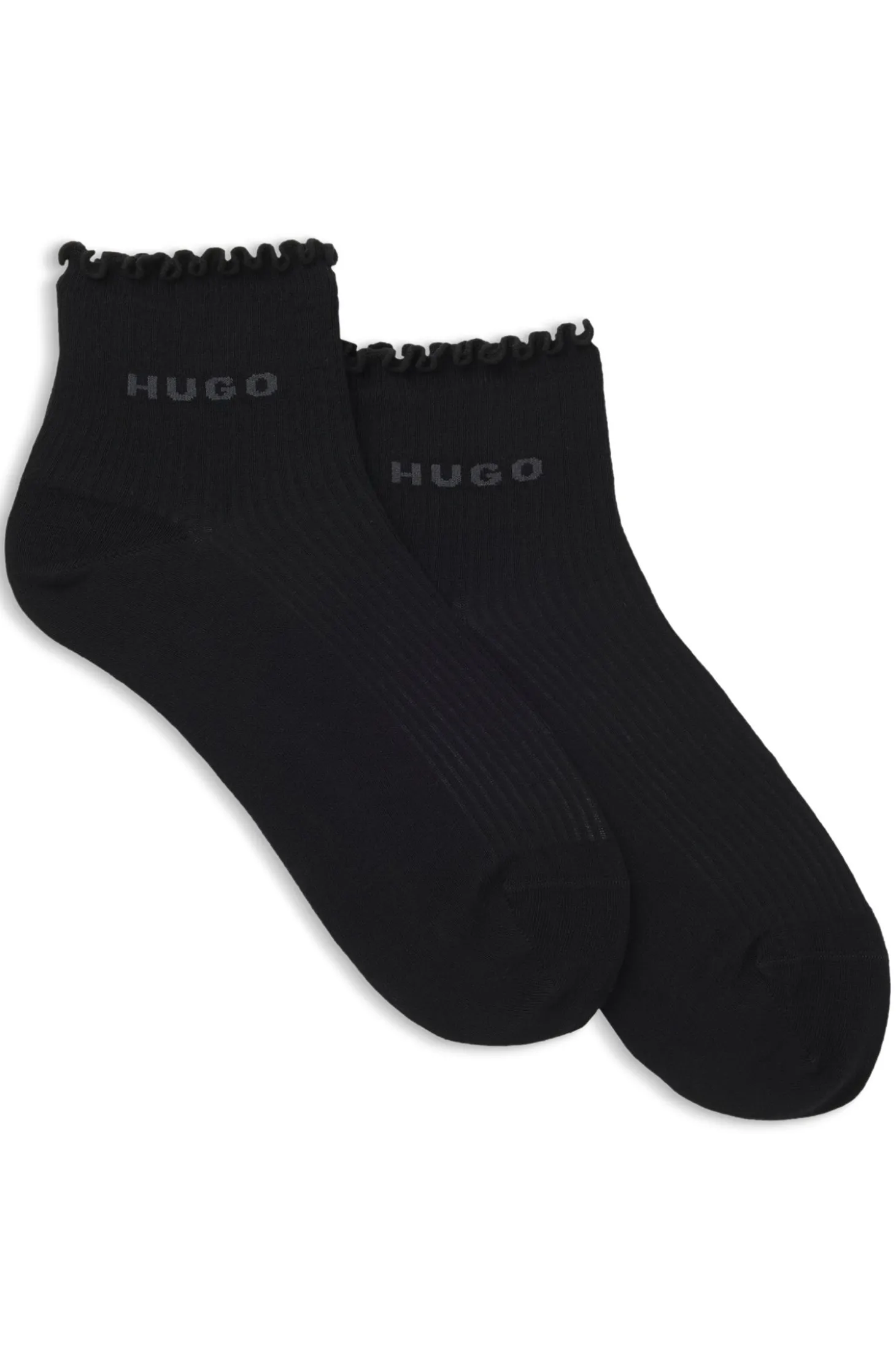 Zweierpack gerippte kurze Socken