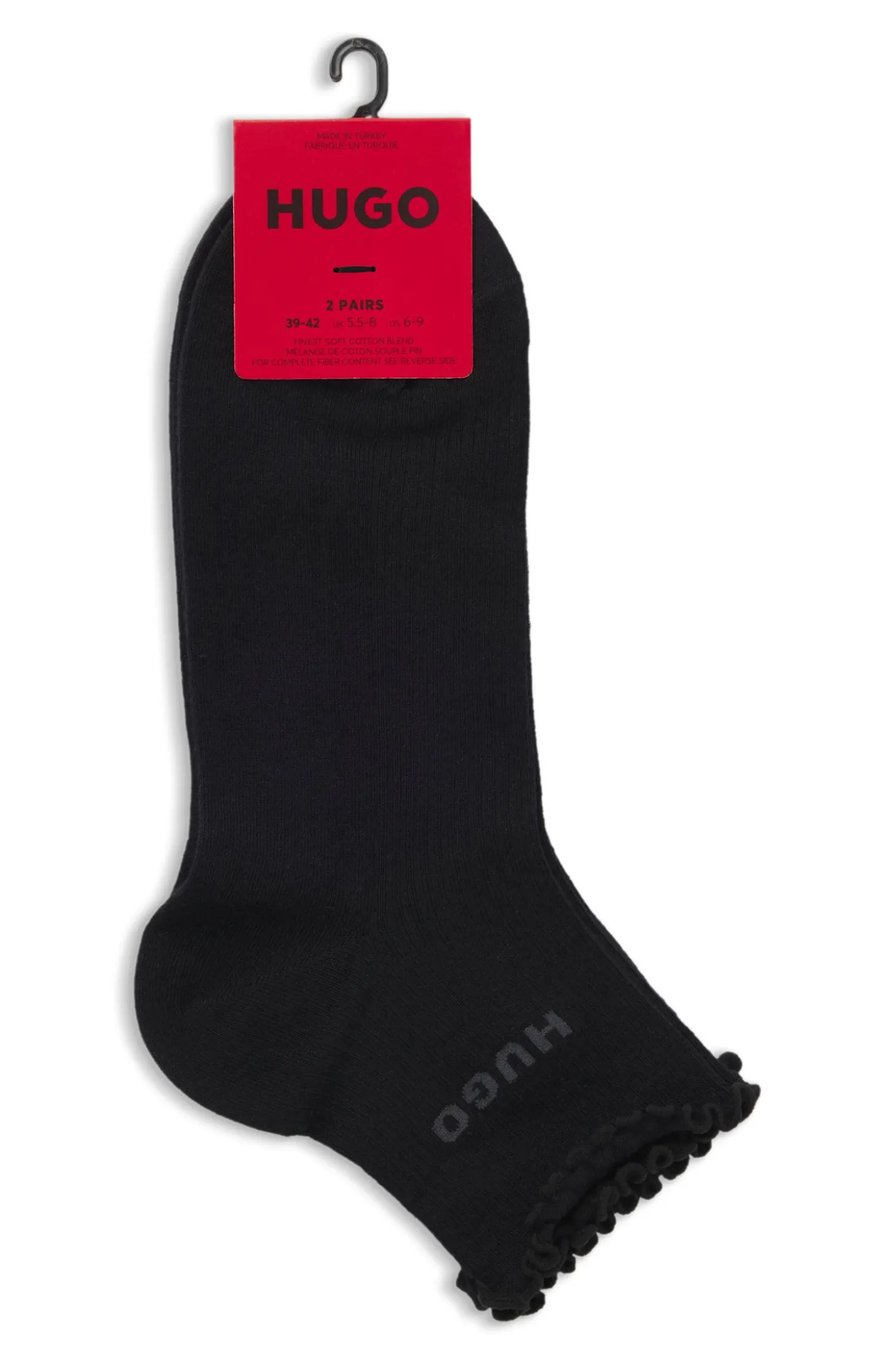 Zweierpack gerippte kurze Socken