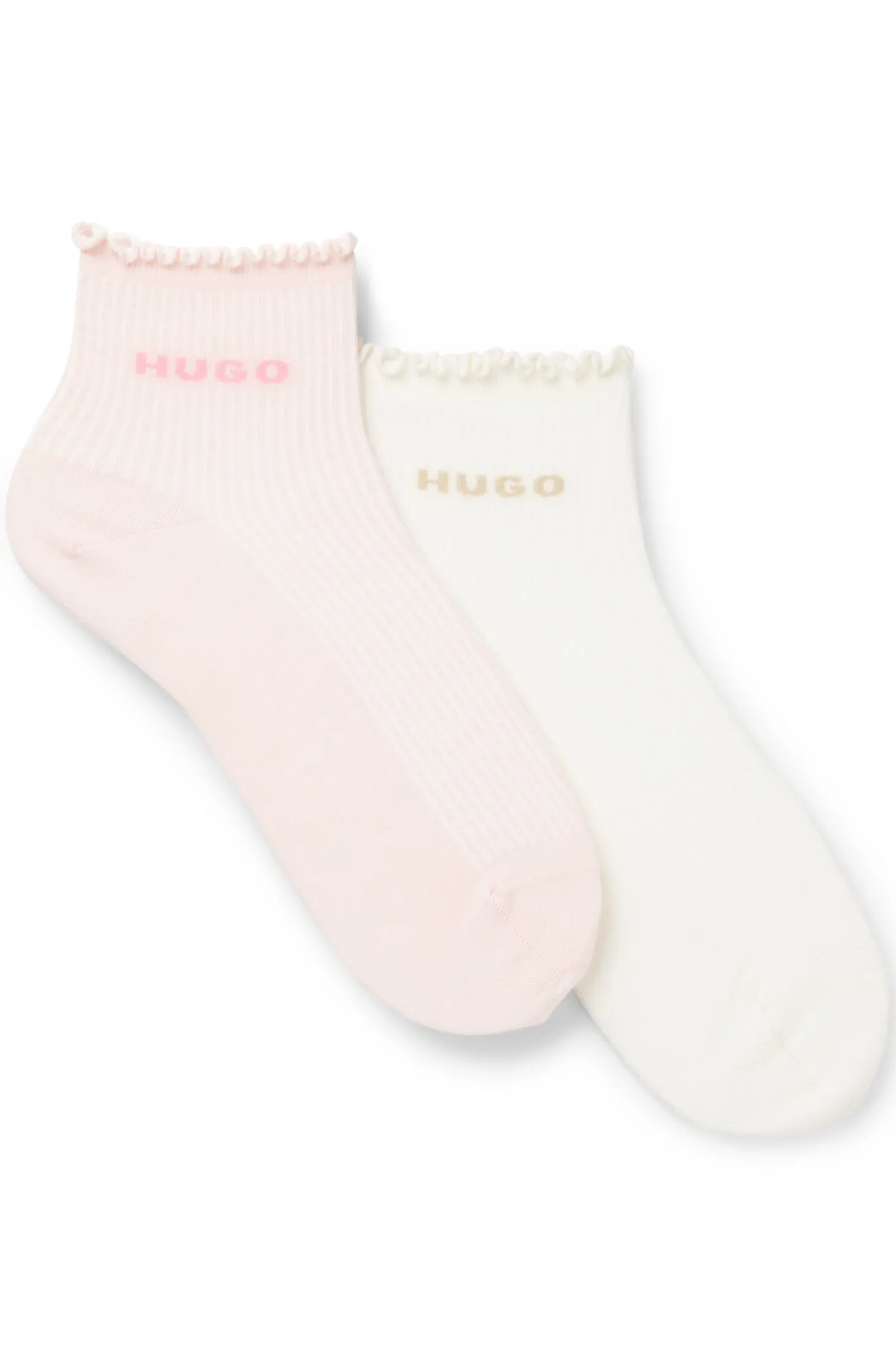 Zweierpack gerippte kurze Socken