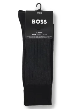 Zweierpack gerippte Vanisé-Socken aus merzerisiertem Baumwoll-Mix
