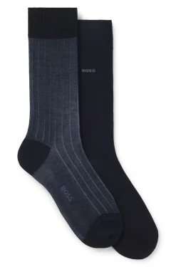 Zweierpack gerippte Vanisé-Socken aus merzerisiertem Baumwoll-Mix