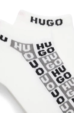 Zweierpack knöchellange Socken mit Logo-Intarsien