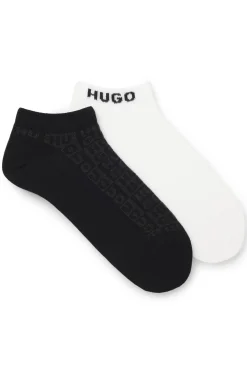 Zweierpack knöchellange Socken mit Logo-Intarsien