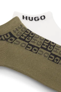 Zweierpack knöchellange Socken mit Logo-Intarsien