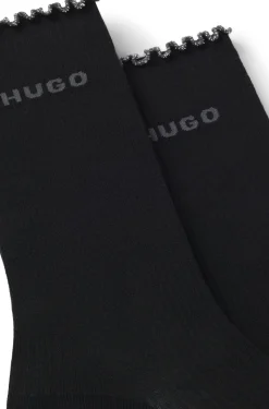 Zweierpack mittelhohe Socken mit gekräuselten Bündchen