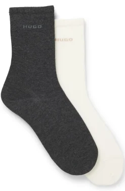 Zweierpack mittelhohe Socken aus Baumwoll-Mix mit Logos