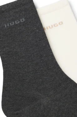 Zweierpack mittelhohe Socken aus Baumwoll-Mix mit Logos