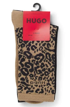 Zweierpack mittelhohe Socken mit Leoparden-Details