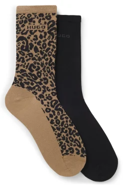 Zweierpack mittelhohe Socken mit Leoparden-Details