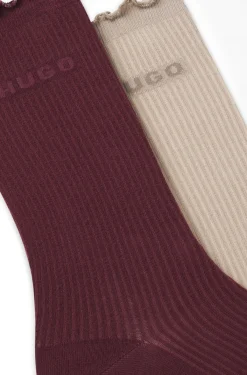 Zweierpack mittelhohe Socken mit gekräuselten Bündchen
