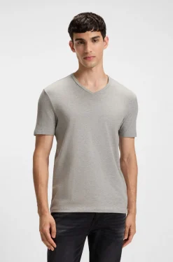 Zweierpack T-Shirts aus Stretch-Baumwolle mit V-Ausschnitt