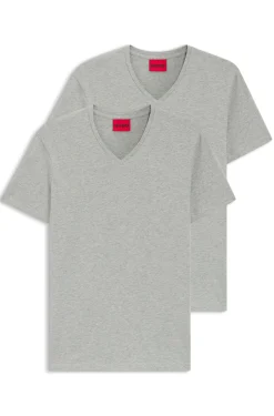 Zweierpack T-Shirts aus Stretch-Baumwolle mit V-Ausschnitt