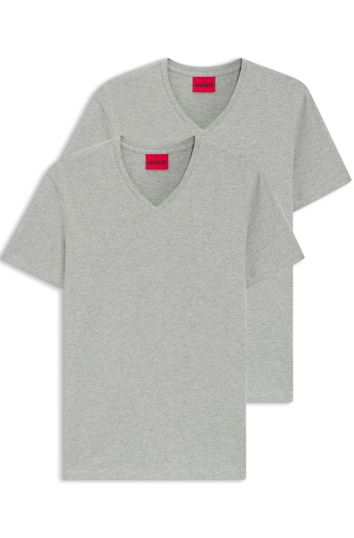 Zweierpack T-Shirts aus Stretch-Baumwolle mit V-Ausschnitt