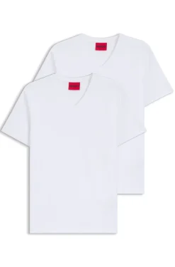 Zweierpack T-Shirts aus Stretch-Baumwolle mit V-Ausschnitt