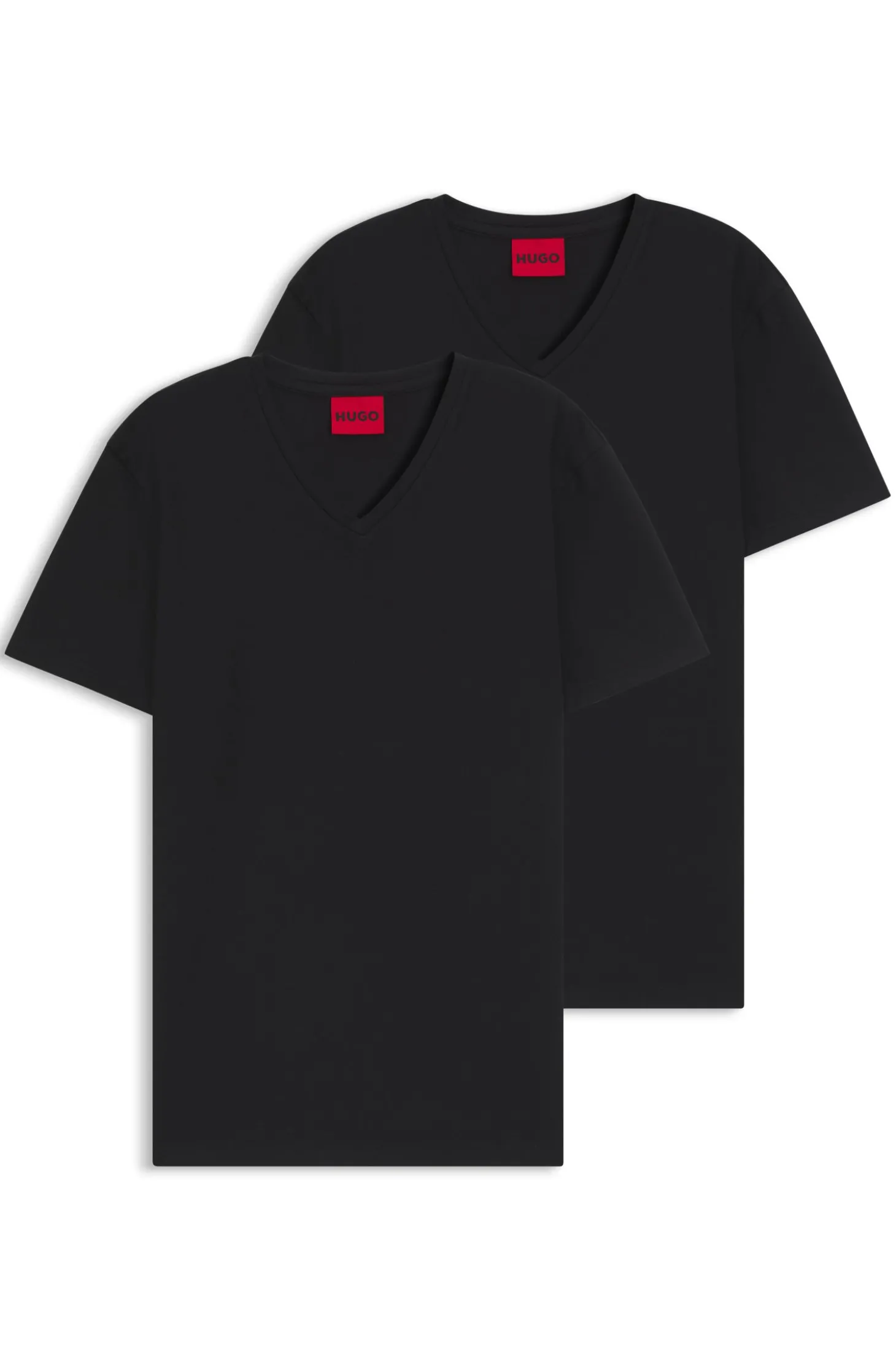 Zweierpack T-Shirts aus Stretch-Baumwolle mit V-Ausschnitt