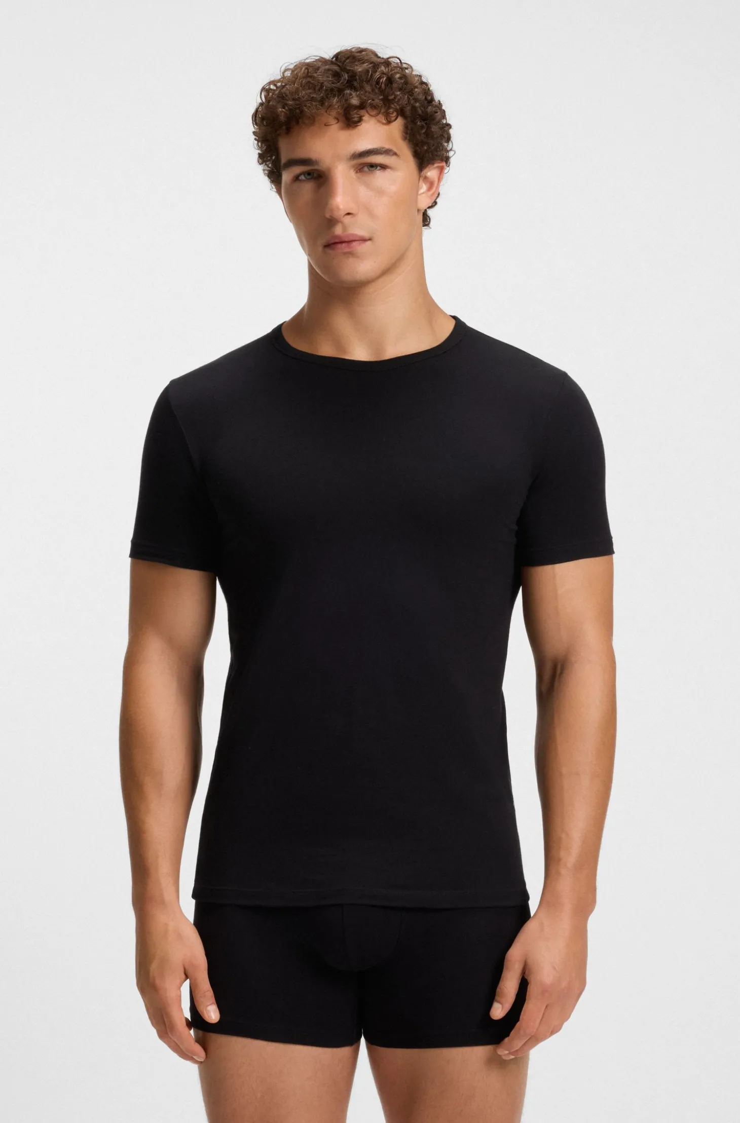 Zweierpack Unterwäsche-T-Shirts aus Stretch-Baumwolle