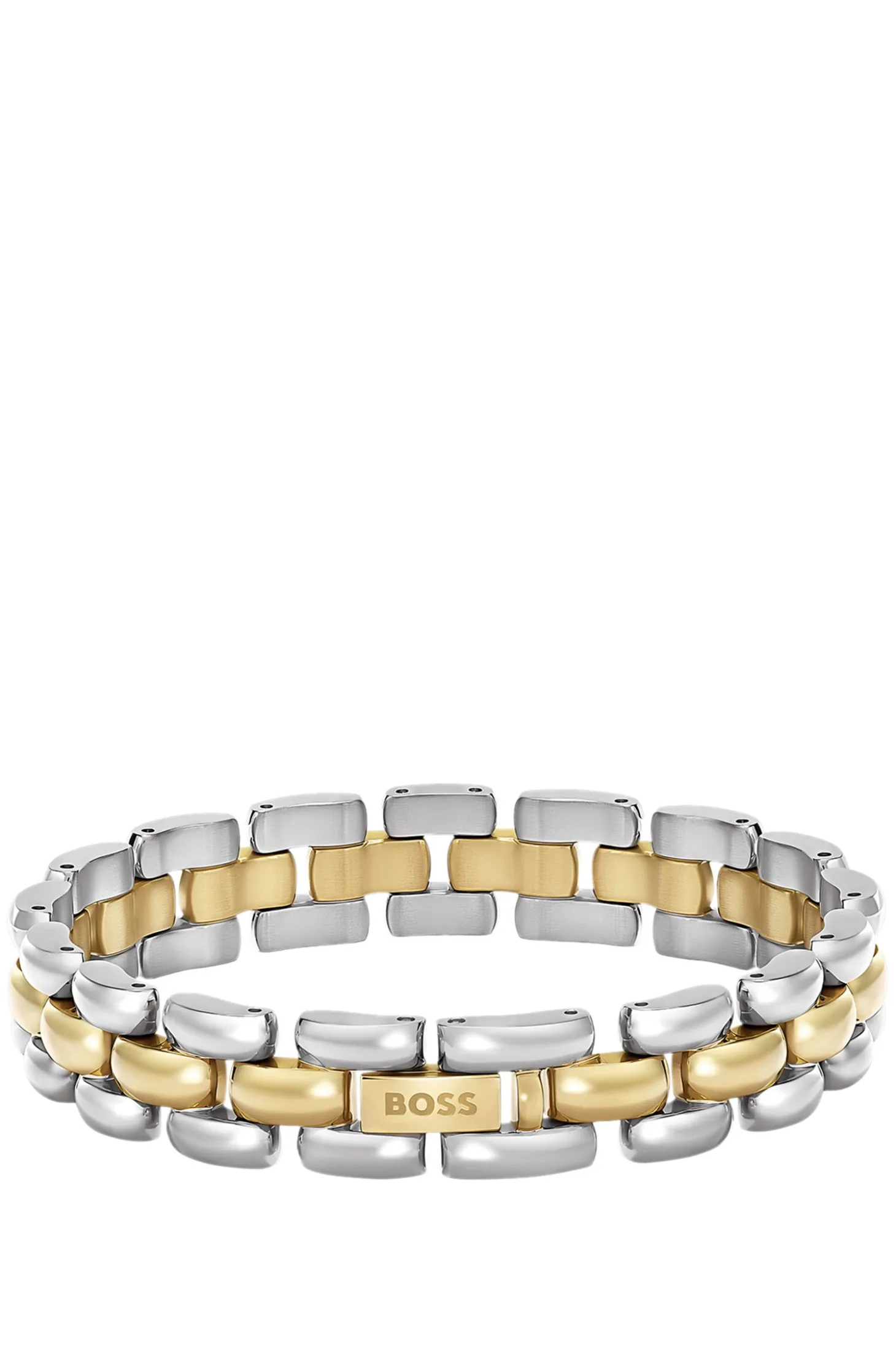 Zweifarbiges Gliederarmband mit graviertem Logo