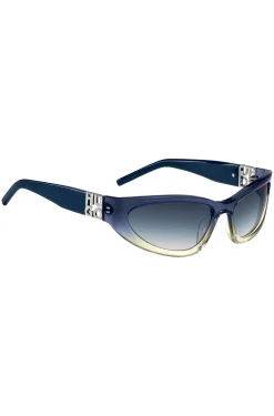 Zweifarbige Sonnenbrille aus blauem und gelbem Acetat