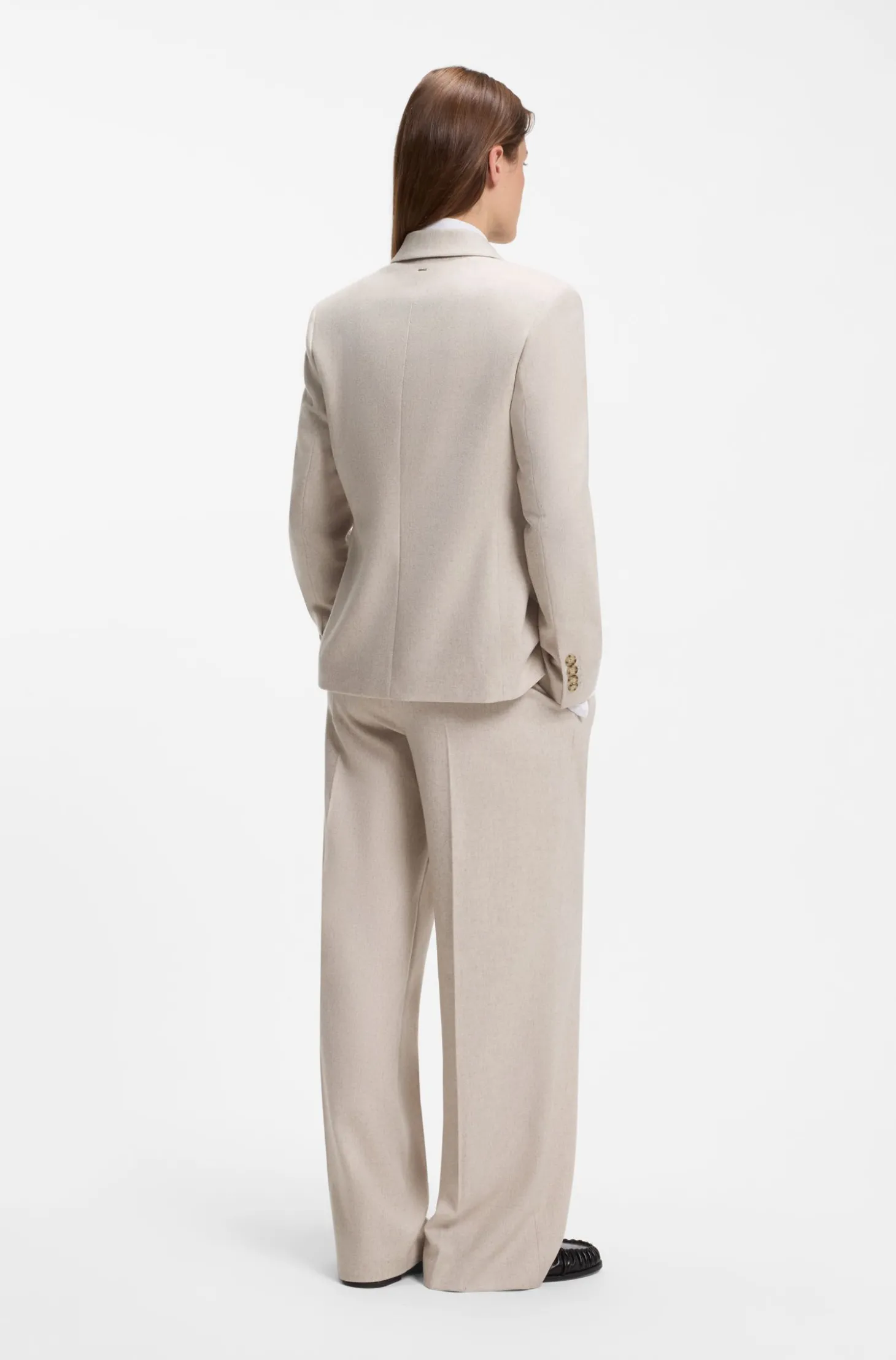 Zweireihiger Regular-Fit Blazer aus meliertem Flanell