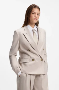 Zweireihiger Regular-Fit Blazer aus meliertem Flanell