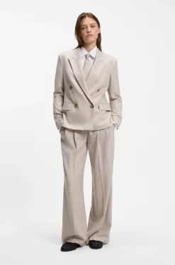 Zweireihiger Regular-Fit Blazer aus meliertem Flanell