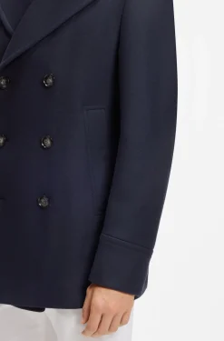 Zweireihiger Slim-Fit Kurzmantel aus Woll-Mix