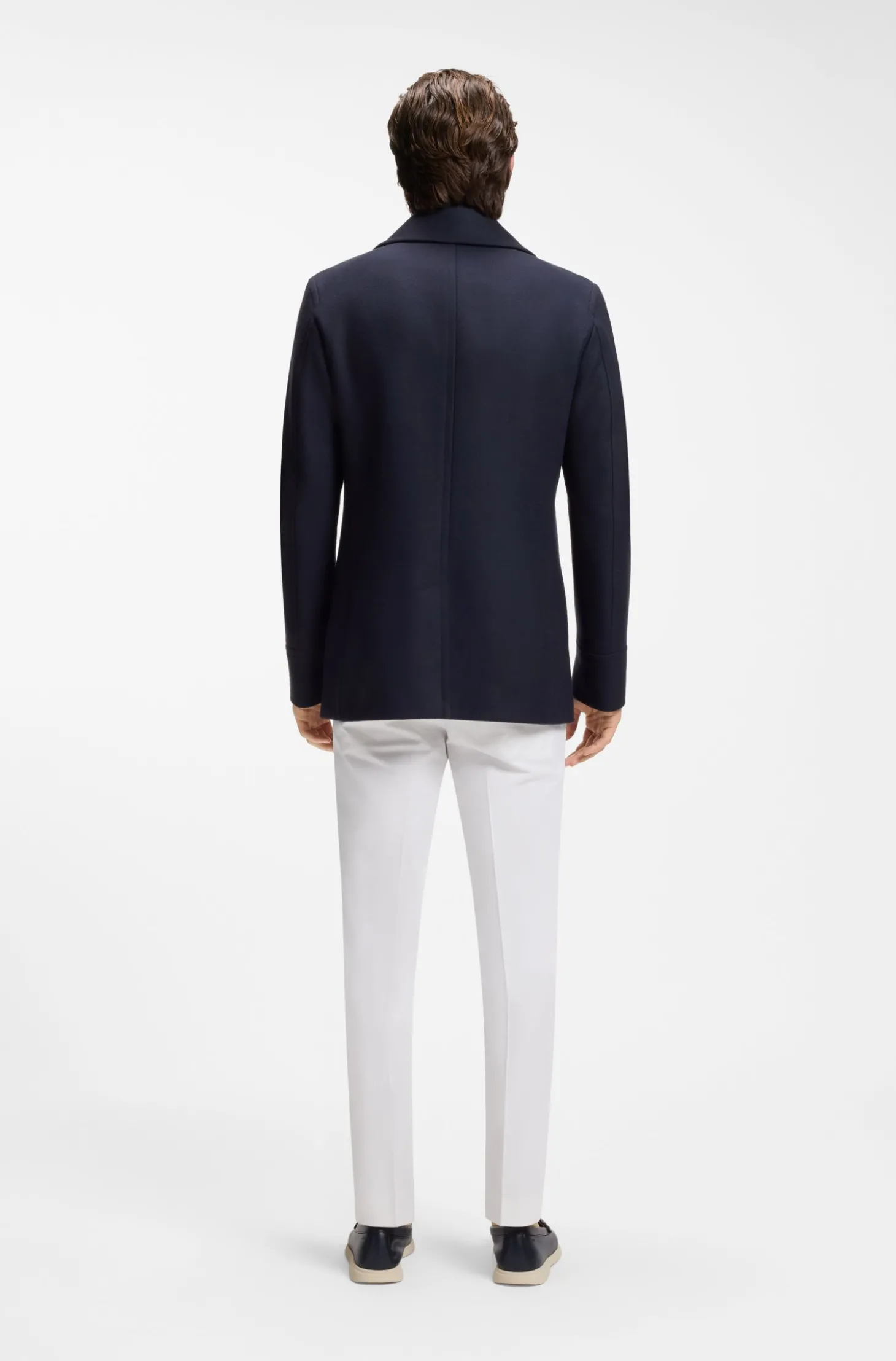 Zweireihiger Slim-Fit Kurzmantel aus Woll-Mix