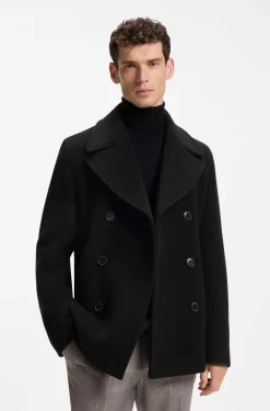 Zweireihiger Slim-Fit Mantel aus Woll-Mix