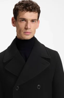 Zweireihiger Slim-Fit Mantel aus Woll-Mix