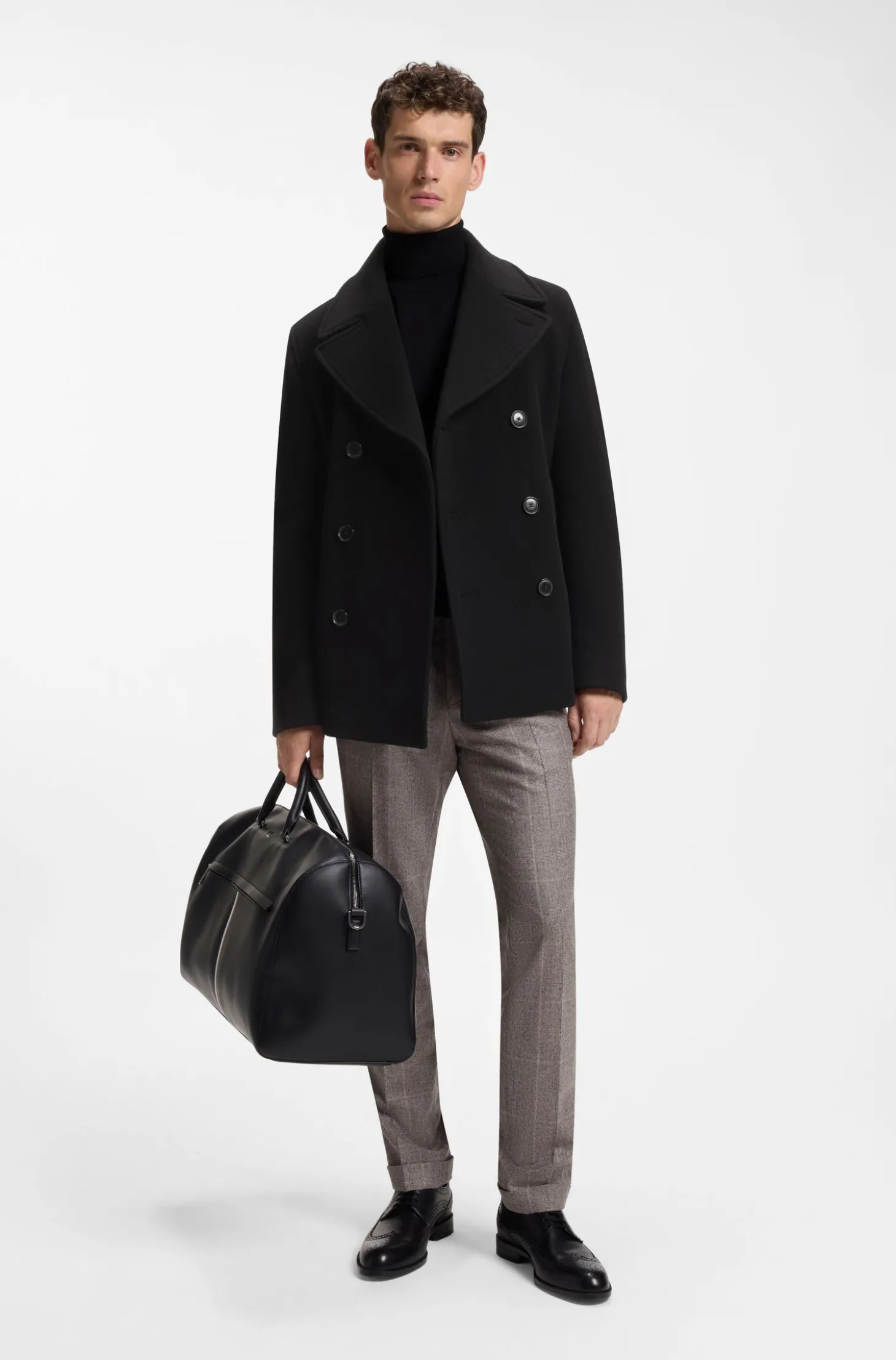 Zweireihiger Slim-Fit Mantel aus Woll-Mix