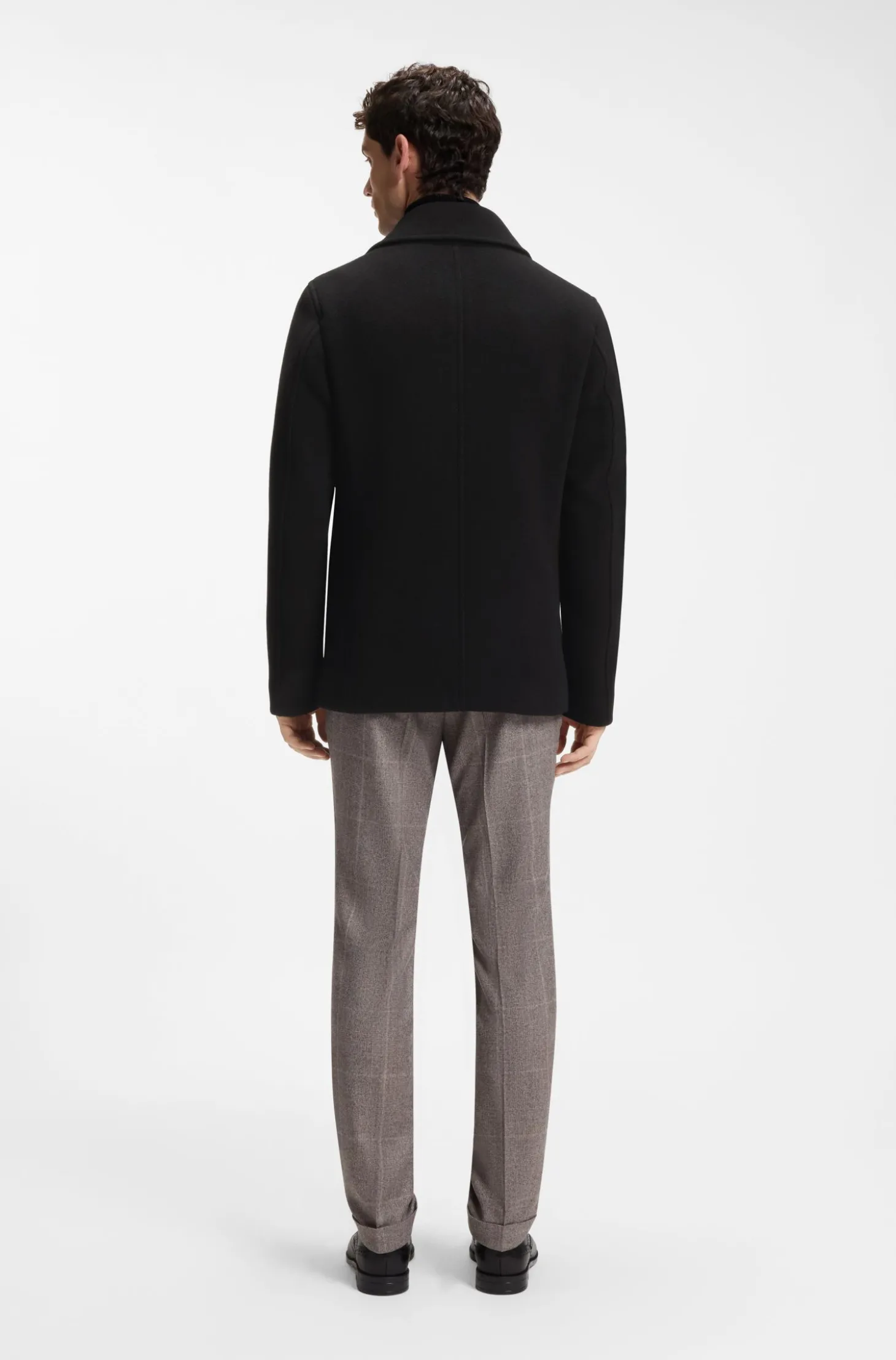 Zweireihiger Slim-Fit Mantel aus Woll-Mix