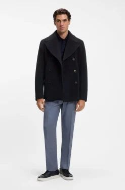 Zweireihiger Slim-Fit Mantel aus Woll-Mix