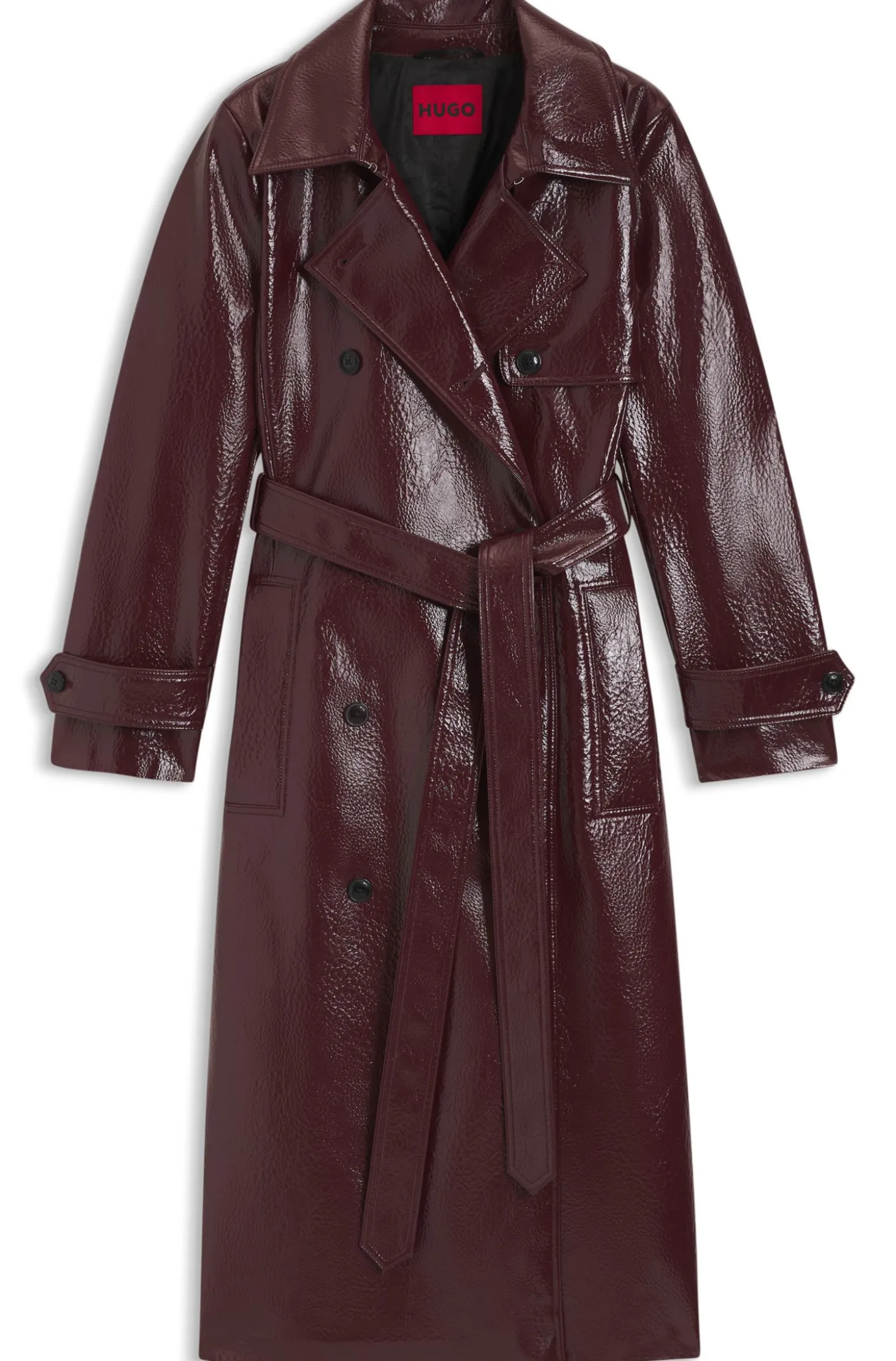 Zweireihiger Trenchcoat aus Kunstleder