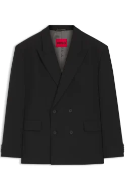 Zweireihiges Sakko aus Woll-Mix mit Twill-Struktur