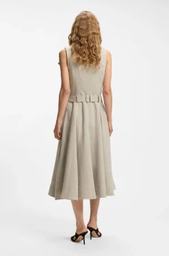 Zweireihiges Wickelkleid aus einem Leinen-Fischgrät-Mix