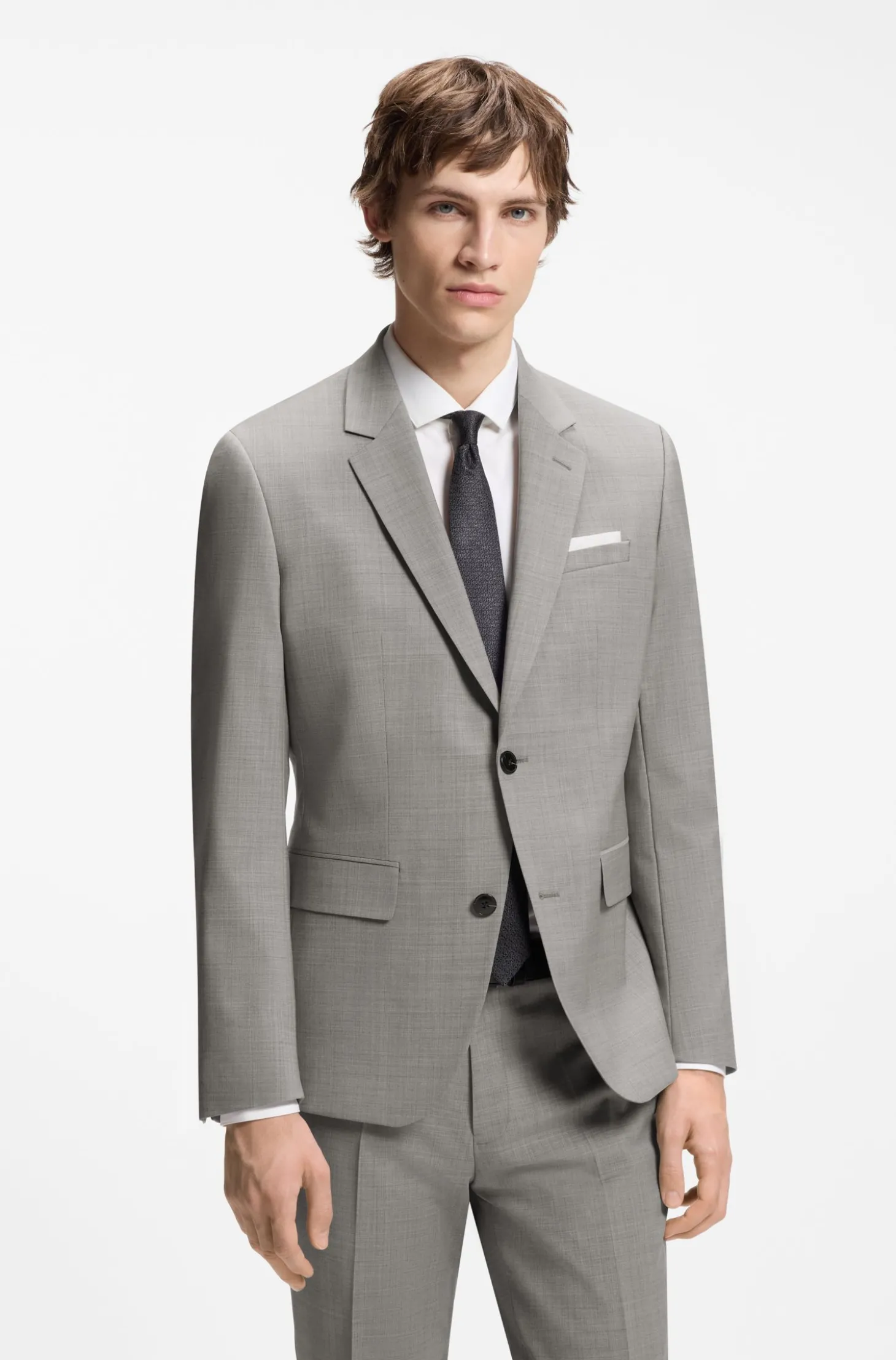Zweiteiliger Slim-Fit Anzug aus Woll-Mix