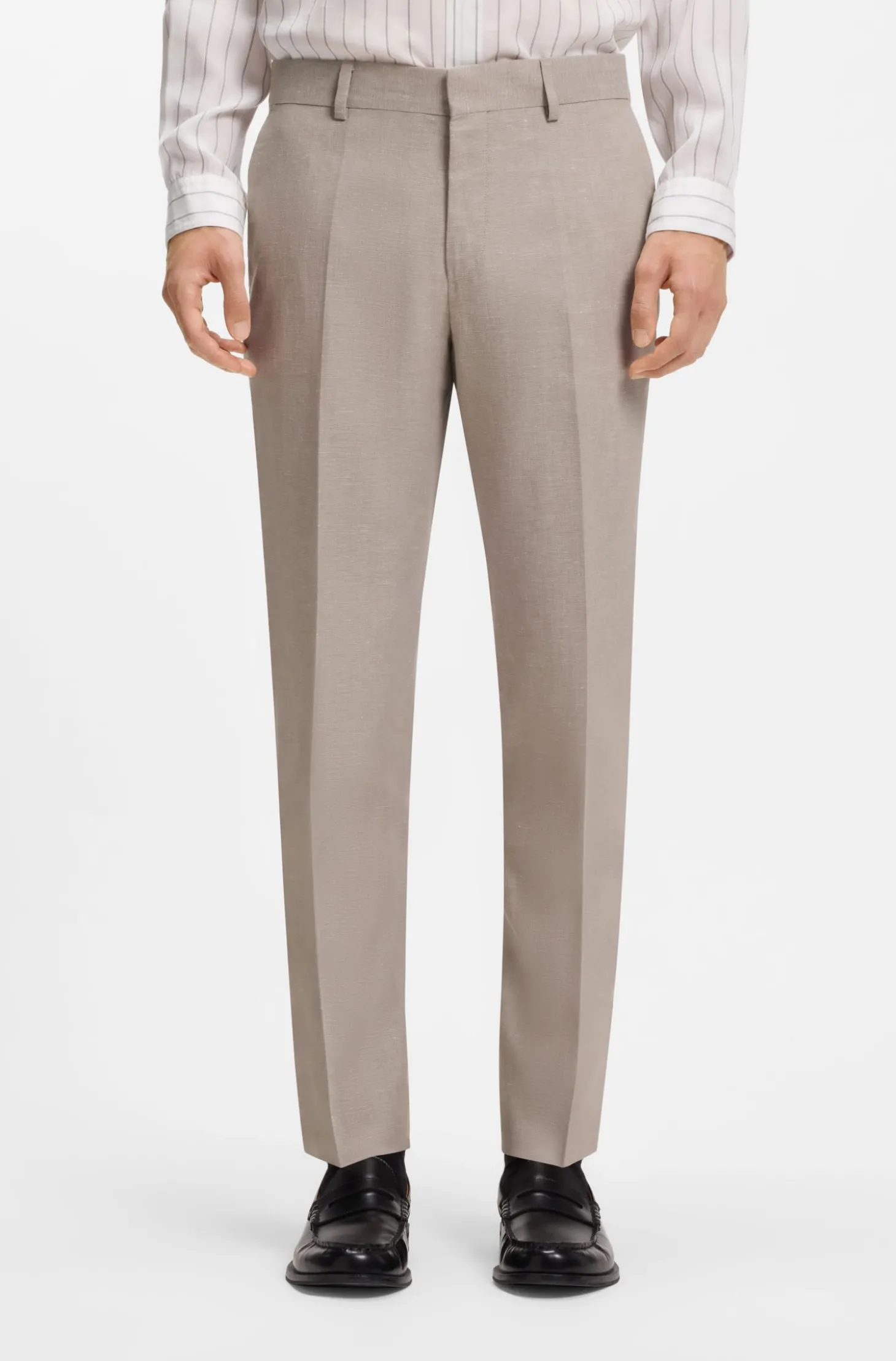 Zweiteiliger Slim-Fit Anzug aus Baumwolle und Leinen