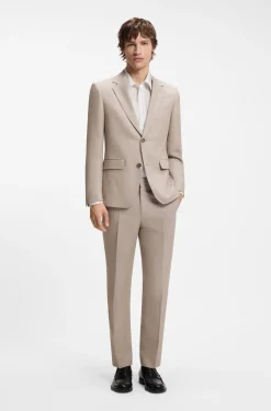 Zweiteiliger Slim-Fit Anzug aus Baumwolle und Leinen