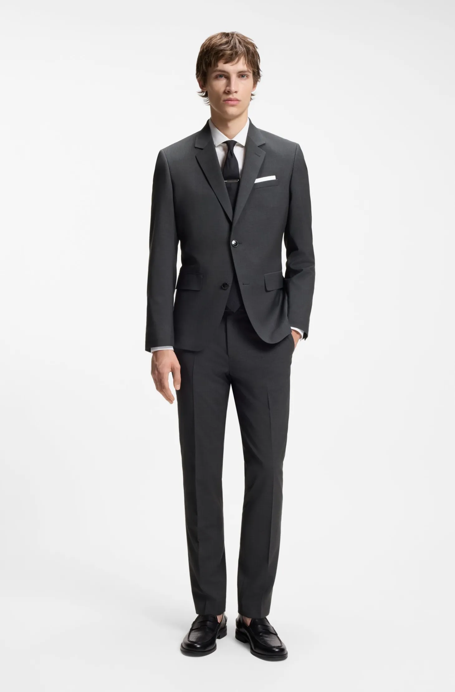 Zweiteiliger Slim-Fit Anzug aus Woll-Mix