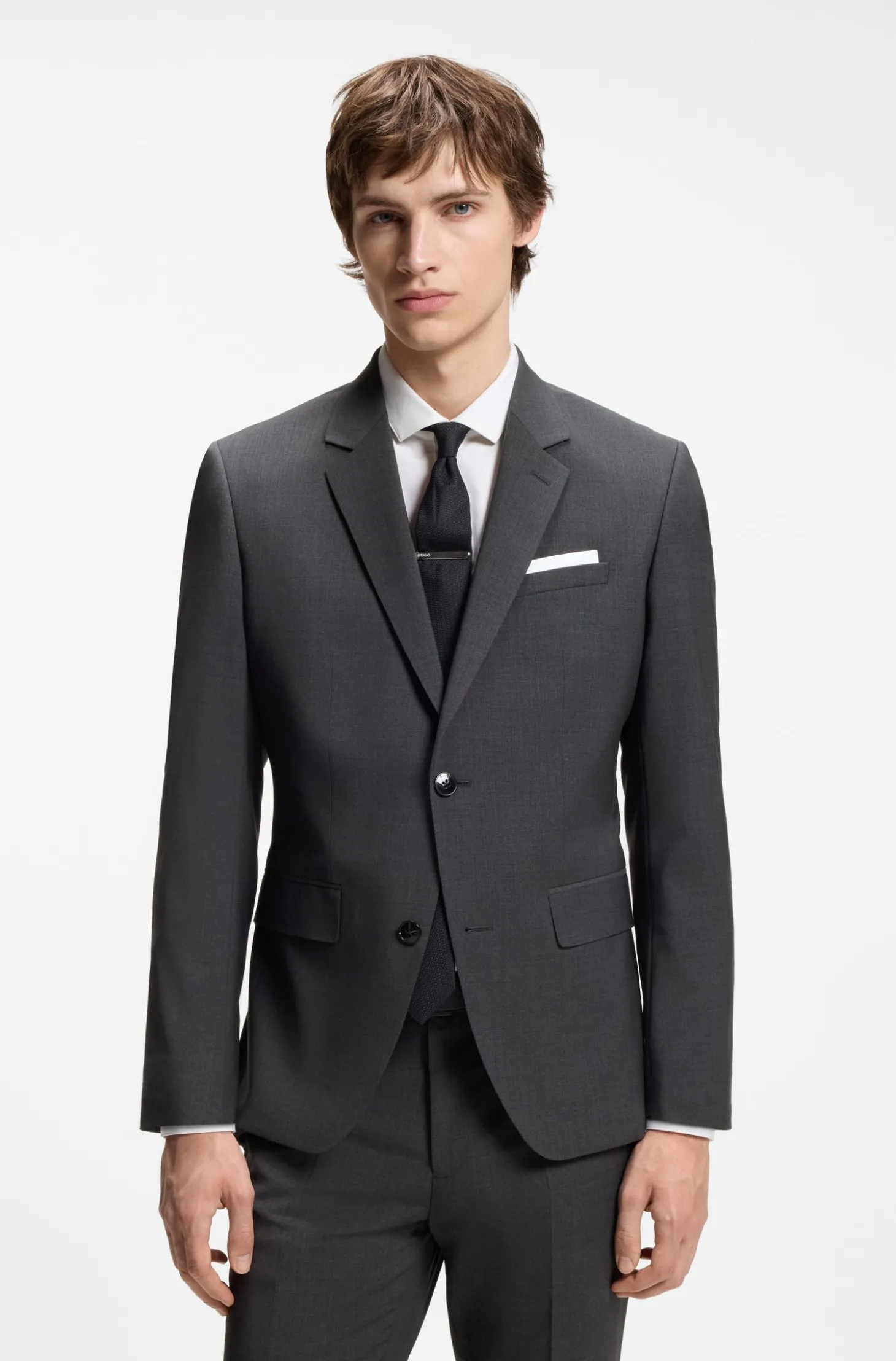 Zweiteiliger Slim-Fit Anzug aus Woll-Mix