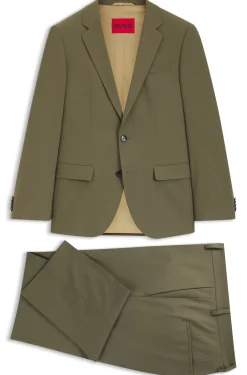 Zweiteiliger Slim-Fit Popeline-Anzug aus Woll-Mix