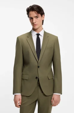 Zweiteiliger Slim-Fit Popeline-Anzug aus Woll-Mix